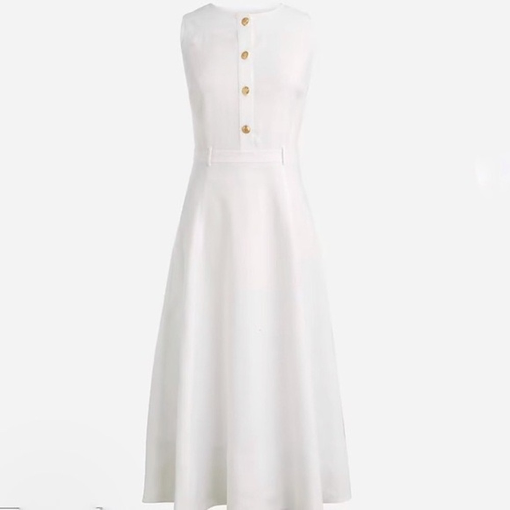 J.Crew Sleeveless Midi Dress in Stretch Linen Blend